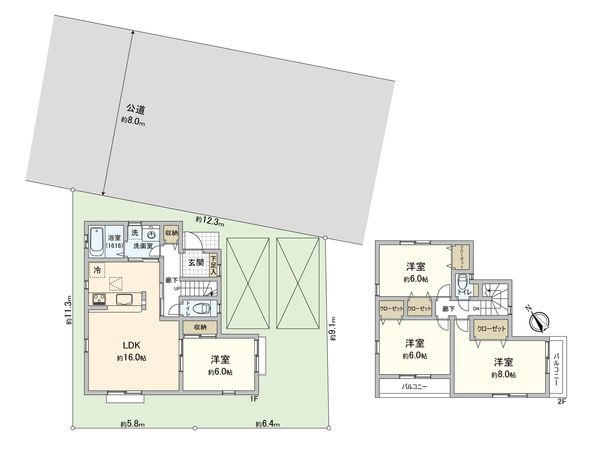上尾市浅間台1丁目 間取図(平面図) 上尾市浅間台1丁目 間取図(平面図)