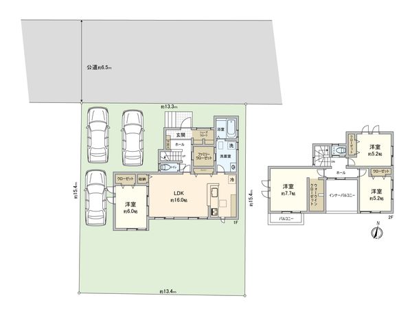 西区大字中釘 1号棟 間取図(平面図) 間取図(平面図)