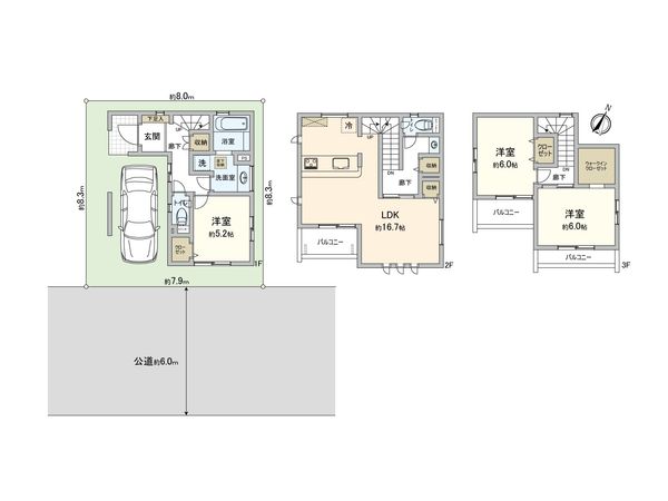 さいたま市北区宮原町2丁目 1号棟 間取図(平面図) さいたま市北区宮原町2丁目 1号棟 間取図(平面図)