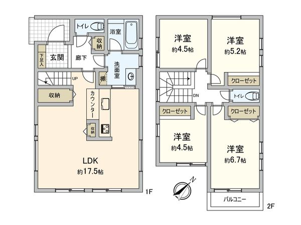 さいたま市西区大字水判土 1号棟 間取図(平面図) さいたま市西区大字水判土 1号棟 間取図(平面図)