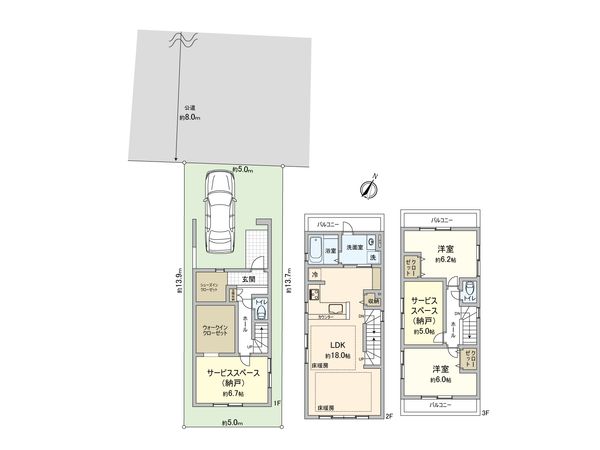 さいたま市大宮区土手町1丁目 2号棟 間取図(平面図)