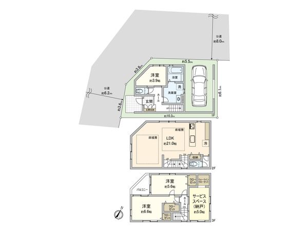 さいたま市大宮区土手町1丁目 1号棟 間取図(平面図)