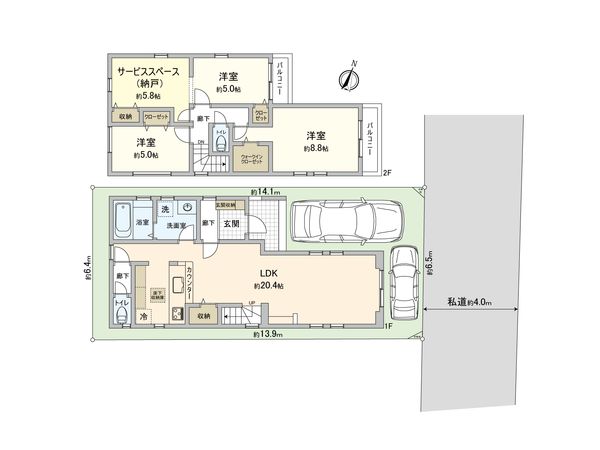 さいたま市西区大字指扇 2号棟 間取図(平面図) 間取図(平面図)