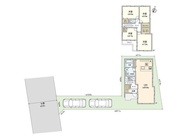 さいたま市北区別所町 2号棟 間取図(平面図) さいたま市北区別所町 2号棟 間取図(平面図)
