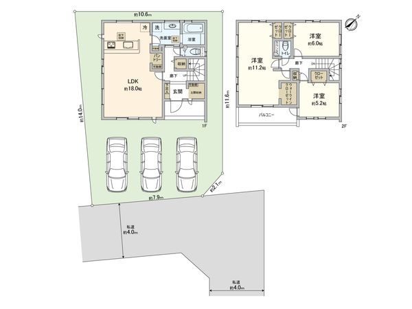 さいたま市西区大字佐知川 2号棟 間取図(平面図)