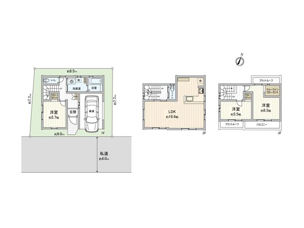 さいたま市北区東大成町1丁目 1号棟 間取図(平面図) さいたま市北区東大成町1丁目 1号棟 間取図(平面図)