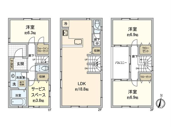 さいたま市大宮区天沼町1丁目 2号棟 間取図(平面図)