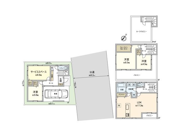 さいたま市大宮区天沼町2丁目 1号棟 間取図(平面図) さいたま市大宮区天沼町2丁目 1号棟 間取図(平面図)
