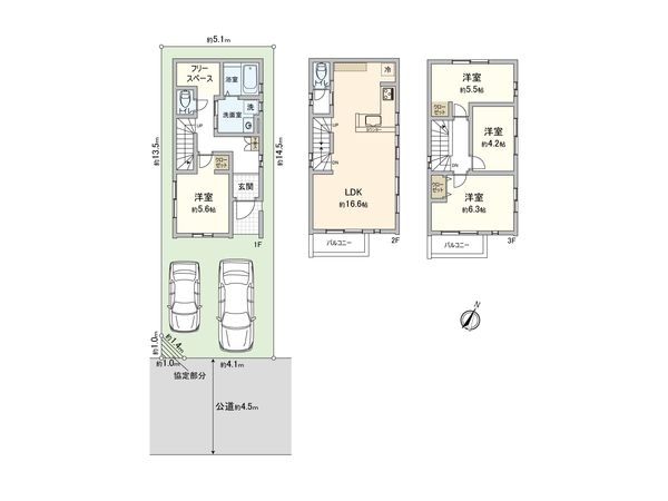 さいたま市大宮区堀の内町1丁目 2号棟 間取図(平面図) さいたま市大宮区堀の内町1丁目 2号棟 間取図(平面図)