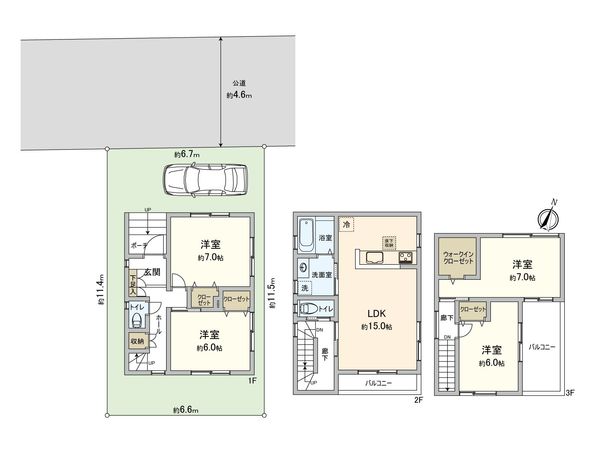 さいたま市北区奈良町 1号棟 間取図(平面図) さいたま市北区奈良町 1号棟 間取図(平面図)