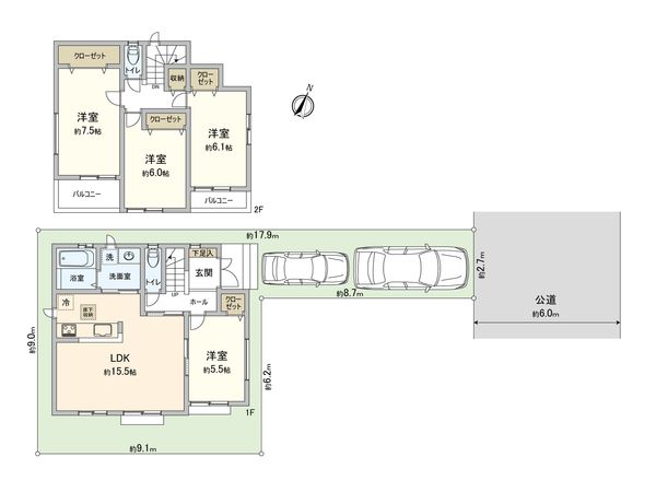 さいたま市北区別所町 1号棟 間取図(平面図) さいたま市北区別所町 1号棟 間取図(平面図)