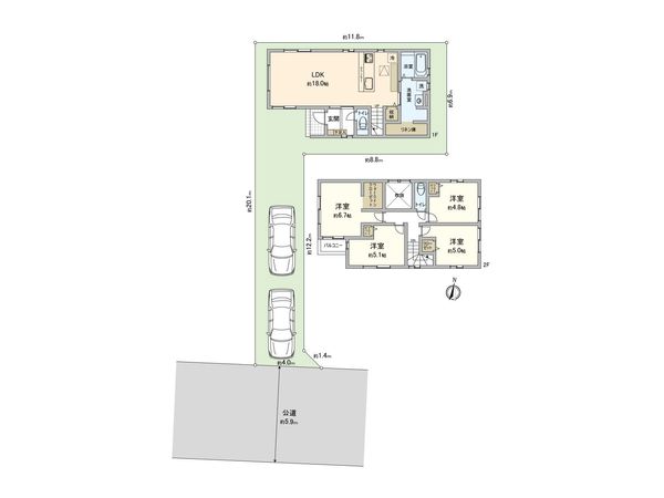 さいたま市北区別所町 2号棟 間取図(平面図) さいたま市北区別所町 2号棟 間取図(平面図)