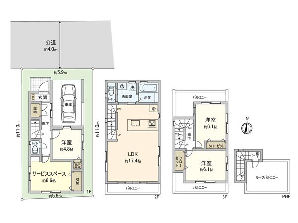 さいたま市大宮区桜木町3丁目 2号棟 間取図(平面図) さいたま市大宮区桜木町3丁目 2号棟 間取図(平面図)