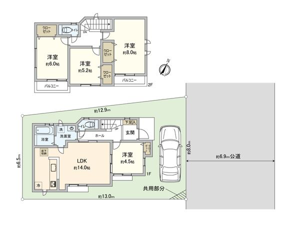 さいたま市見沼区大字南中丸 1号棟 間取図(平面図) さいたま市見沼区大字南中丸 1号棟 間取図(平面図)