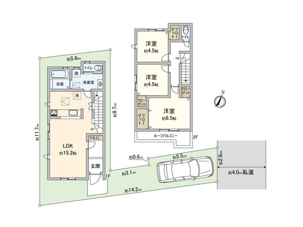 さいたま市北区東大成町1丁目 2号棟 間取図(平面図) さいたま市北区東大成町1丁目 2号棟 間取図(平面図)