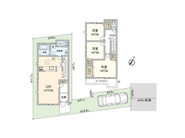 さいたま市北区東大成町1丁目 2号棟 間取図(平面図) さいたま市北区東大成町1丁目 2号棟 間取図(平面図)