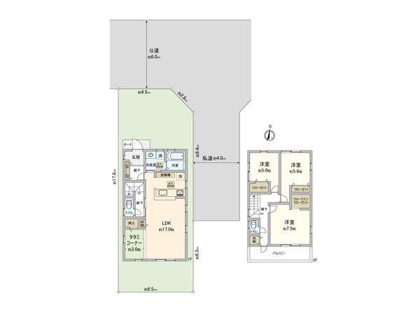 春日部市大沼3丁目 2号棟 間取図(平面図)