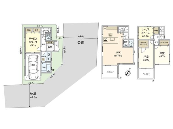 さいたま市北区宮原町3丁目 1号棟 間取図(平面図) さいたま市北区宮原町3丁目 1号棟 間取図(平面図)