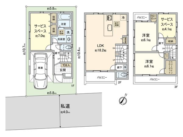 さいたま市北区宮原町3丁目 2号棟 間取図(平面図) さいたま市北区宮原町3丁目 2号棟 間取図(平面図)