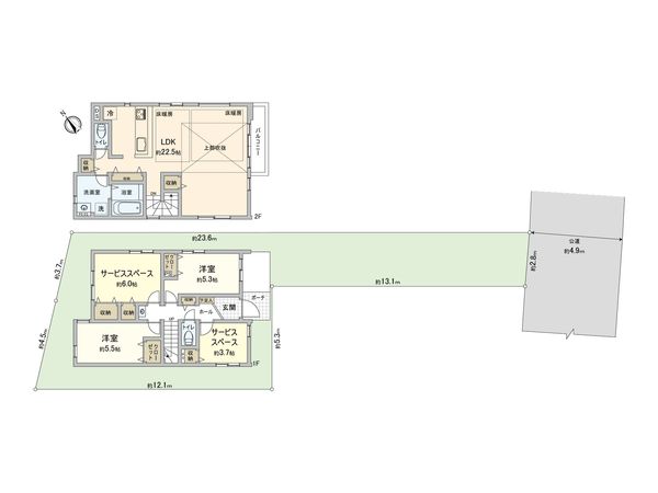 さいたま市大宮区堀の内町3丁目 2号棟 間取図(平面図) さいたま市大宮区堀の内町3丁目 2号棟 間取図(平面図)