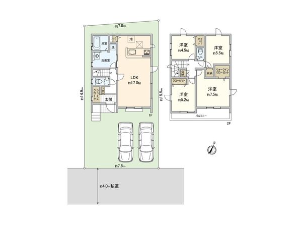 さいたま市見沼区大字南中野 2号棟 間取図(平面図) さいたま市見沼区大字南中野 2号棟 間取図(平面図)