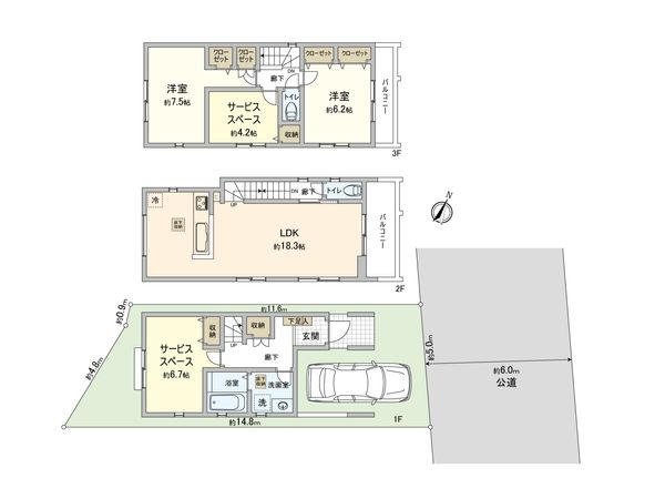 さいたま市北区東大成町2丁目 2号棟 間取図(平面図) さいたま市北区東大成町2丁目 2号棟 間取図(平面図)