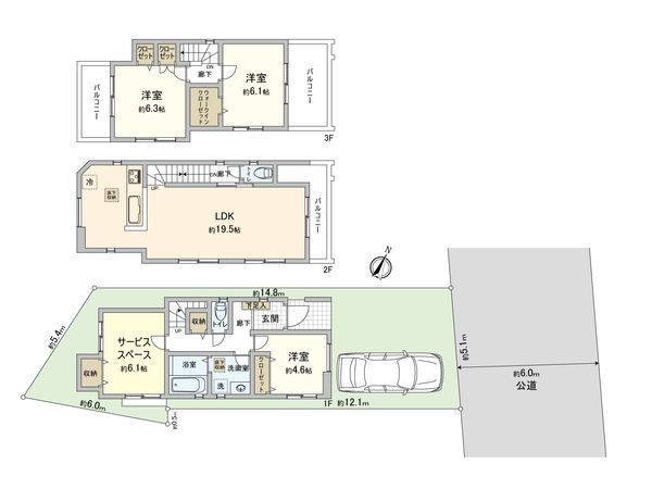 さいたま市北区東大成町2丁目 1号棟 間取図(平面図) さいたま市北区東大成町2丁目 1号棟 間取図(平面図)