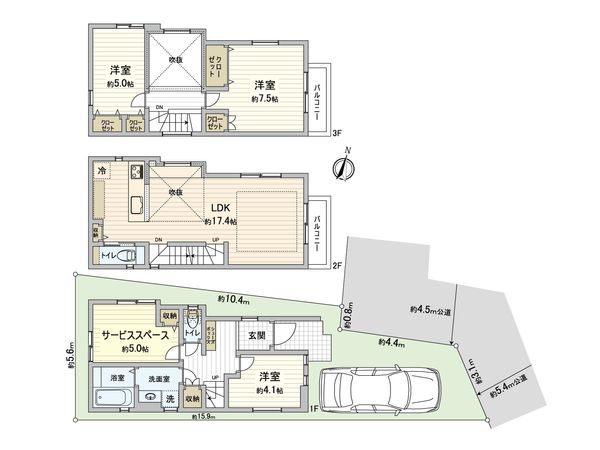 さいたま市北区日進町3丁目 新築戸建1号棟 間取図(平面図) さいたま市北区日進町3丁目 新築戸建1号棟 間取図(平面図)