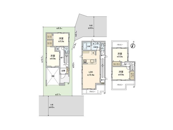 さいたま市大宮区大成町2丁目 1号棟 間取図(平面図) さいたま市大宮区大成町2丁目 1号棟 間取図(平面図)