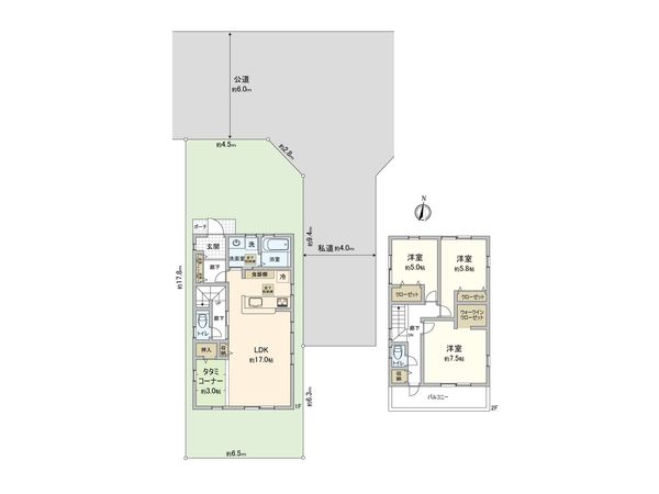 春日部市大沼3丁目 2号棟 間取図(平面図)