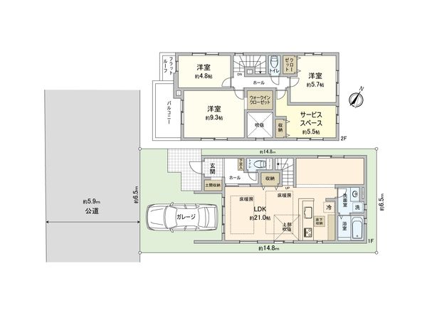 さいたま市北区土呂町1丁目 1号棟 間取図(平面図) さいたま市北区土呂町1丁目 1号棟 間取図(平面図)