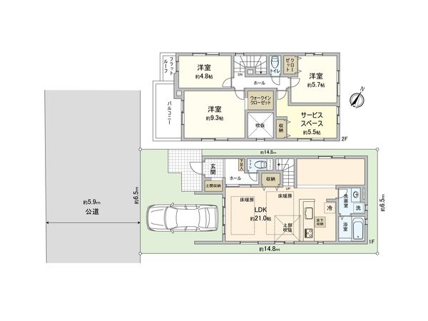 さいたま市北区土呂町1丁目 1号棟 間取図(平面図) さいたま市北区土呂町1丁目 1号棟 間取図(平面図)