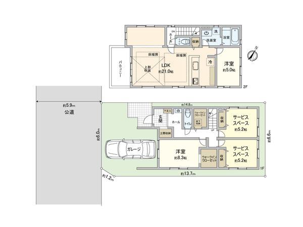 さいたま市北区土呂町1丁目 2号棟 間取図(平面図) さいたま市北区土呂町1丁目 2号棟 間取図(平面図)