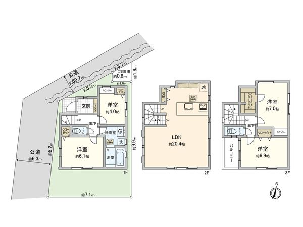 さいたま市大宮区上小町 1号棟 間取図(平面図) さいたま市大宮区上小町 1号棟 間取図(平面図)