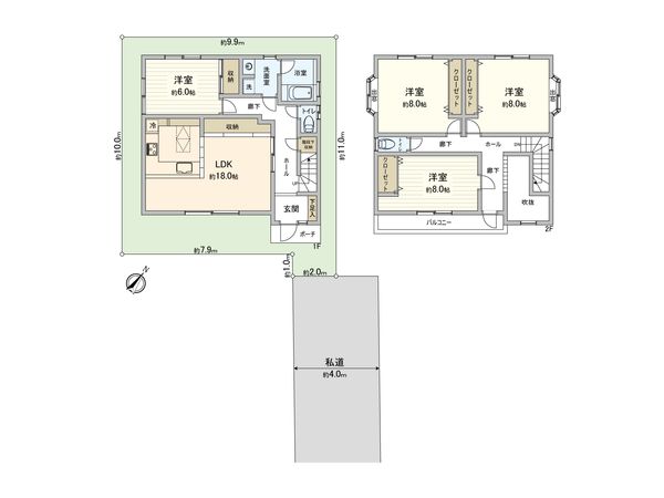 蕨市錦町1丁目 間取図(平面図) 蕨市錦町1丁目 間取図(平面図)