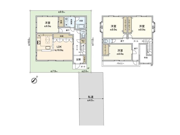 蕨市錦町1丁目 間取図(平面図) 蕨市錦町1丁目 間取図(平面図)