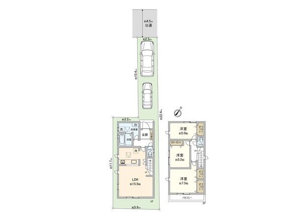 さいたま市大宮区堀の内町2丁目 3号棟 間取図(平面図) さいたま市大宮区堀の内町2丁目 3号棟 間取図(平面図)