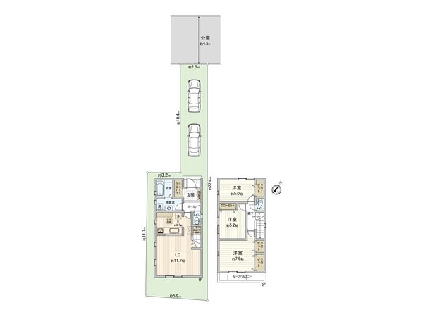 さいたま市大宮区堀の内町2丁目 3号棟 間取図(平面図) さいたま市大宮区堀の内町2丁目 3号棟 間取図(平面図)