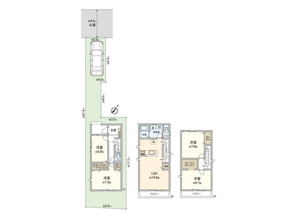 さいたま市大宮区堀の内町2丁目 2号棟 間取図(平面図) さいたま市大宮区堀の内町2丁目 2号棟 間取図(平面図)