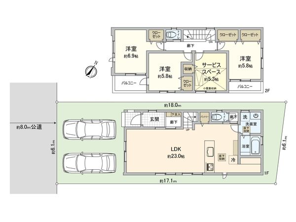 さいたま市北区奈良町 1号棟 間取図(平面図) さいたま市北区奈良町 1号棟 間取図(平面図)