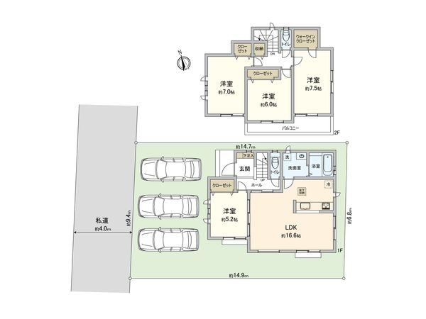 さいたま市西区大字西遊馬 B号棟 間取図(平面図)