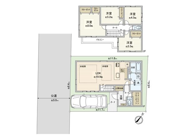 さいたま市北区東大成町1丁目 1号棟 間取図(平面図) さいたま市北区東大成町1丁目 1号棟 間取図(平面図)