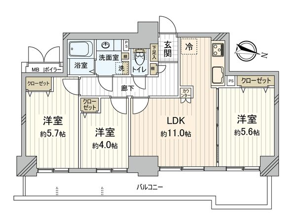サンフィール大宮宮原 間取図(平面図) 間取図(平面図)