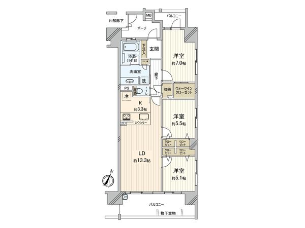 イニシア大宮宮原ディーセントリッジ 間取図(平面図) イニシア大宮宮原ディーセントリッジ 間取図(平面図)