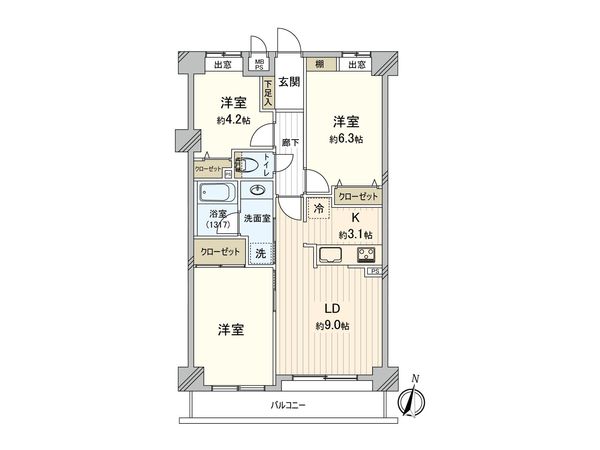 ライオンズマンション大宮大成第2 間取図(平面図) ライオンズマンション大宮大成第2 間取図(平面図)