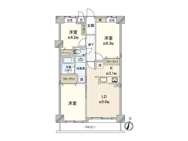 ライオンズマンション大宮大成第2 間取図(平面図) ライオンズマンション大宮大成第2 間取図(平面図)