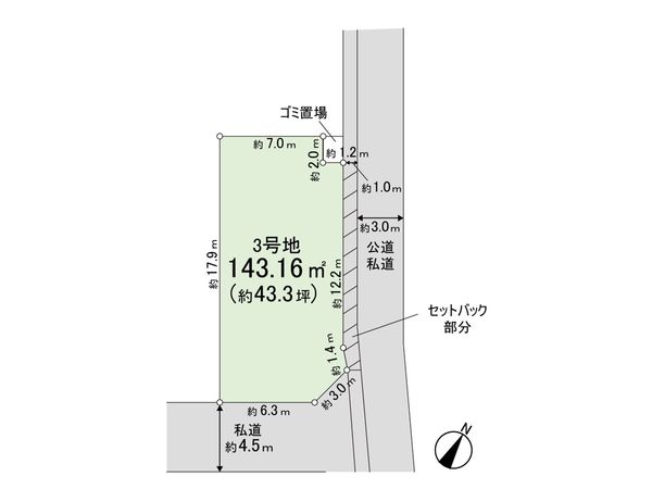 鴻巣市松原3丁目 3号地 区画図 鴻巣市松原3丁目 3号地 区画図