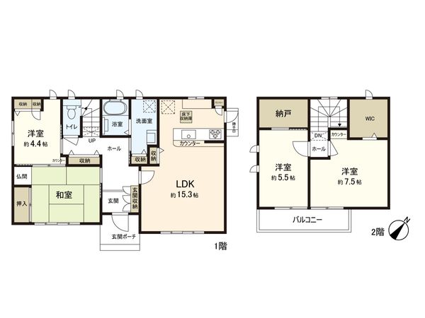 鴻巣市雷電1丁目 間取図(平面図) 間取図(平面図)