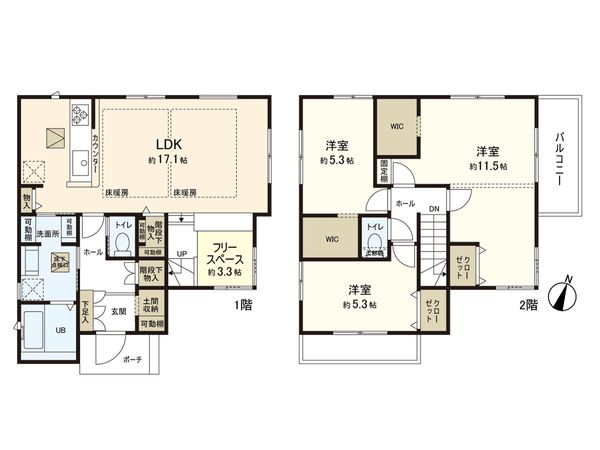 上尾市向山1丁目 間取図(平面図) 間取図(平面図)