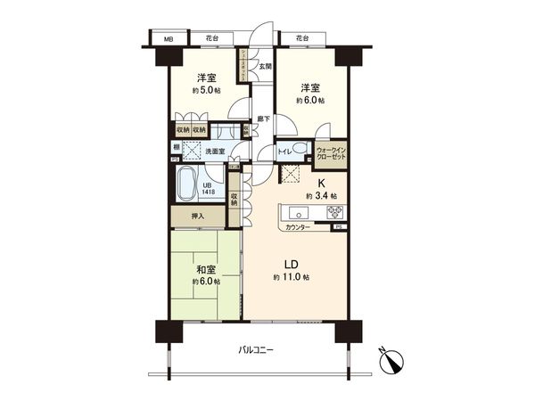 ファインアリーナ北鴻巣弐番館 間取図(平面図)